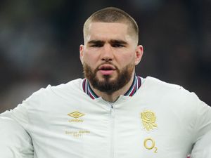 England's George Martin during the national anthem before a game