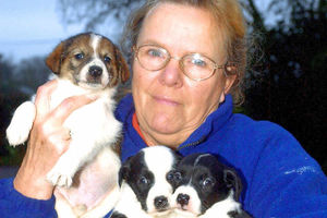 Marty Burrell with some of the puppies at Hilbrae Kennels