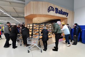 The brand new Lidl in Burntwood opens to the public.Shoopers head for the famous bakery section.