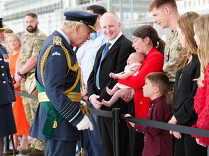 Supporting image for story: King visits Scotland’s main RAF base and thanks families for their sacrifices