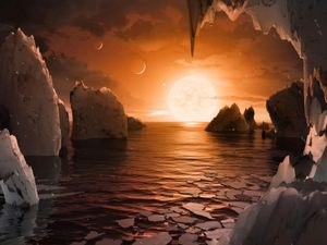 Supporting image for story: No atmosphere found at faraway Earth-sized world, study says