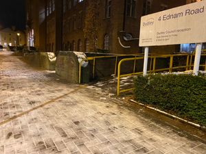 An Icy pavement outside Dudley Council House during November's cold snap.