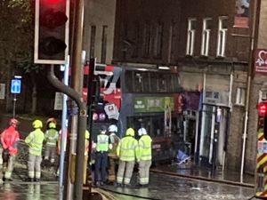 Supporting image for story: Double-decker bus crashes into Dudley town centre chip shop