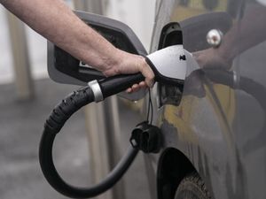 An electric car being charged