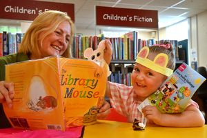 Librarian Julie Graystone and four-year-old Rose Marshall