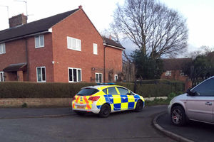 Police at the scene in Manor Road, Arleston back in February
