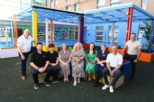 L-R: Rear - Mark Wellings (UK Electrical) Tim Lewis, David Cotterill (both Inco Contracts) and Myles Weldon (DMW). (l-r front) Louise Skyte, Jo Catchpole (both Inco Contracts), Amanda Winwood, Amie Rogers and Kirsty Lewis (all Your RWTC).