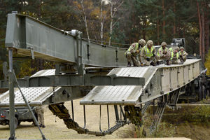 Soldiers testing the bridge  