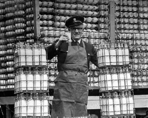May 6, 1968. Mr Vin Sneyd of Wolverhampton, an employee of Midland Counties Dairy.