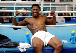 Anthony Joshua during the workout at the English Institute of Sport, Sheffield.