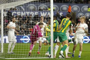 Josh Maja turned in from a scramble before celebrating. (Photo by Adam Fradgley/West Bromwich Albion FC via Getty Images)