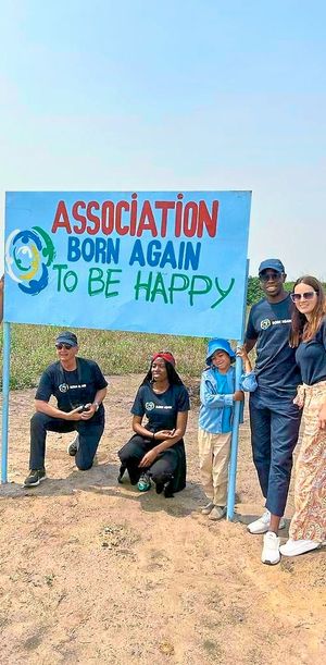 With wife Raphaelle and others involved in the new orphanage
