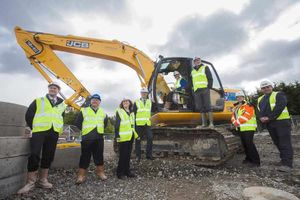 Paul Cartwright project manager Anwyl, Simon Rose, commercial manager Anwyl, councillor Peter Harris, Simon Inkson Head of Housing Powys County Council cllr Graham Brown, Gareth Jarvis Development officer WWHA, and Rhian Marsh Housing officer WWHA