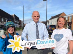 Emma Backhouse of Lingen Davies, Roger Cox of Shifnal Town Council and Jocelyne Fildes of Love Shifnal who is taking part in the event.