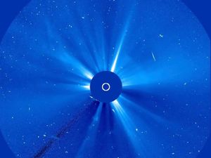 Supporting image for story: ‘Halloween comet’ breaks apart after flying close to the Sun