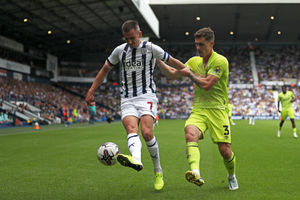 Josh Ruffels in action for Huddersfield in the Championship against West Brom. (Photo by Adam Fradgley/West Bromwich Albion FC via Getty Images)