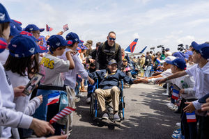 Photos from the landing and reception of the return of WWII Veterans for the 80th Anniversary of D-Day in Deauville, France, in 2024.