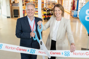 Co-Op Wholesale MD Katie Secretan and Roadchef CEO Tim Gittins officially cut the ribbon the new store. Photo: Richard Grange