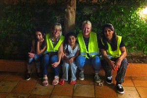 Carrie, second right, during a lighter moment on her stay