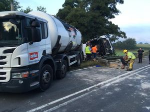 Supporting image for story: Serious crash involving milk tanker closes north Shropshire road