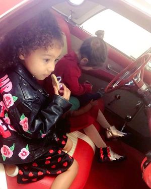 North snapped by Kourtney Kardashian in a jacket
