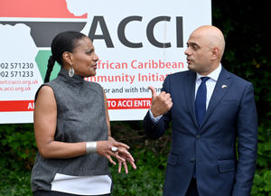 Sajid Javid talks about the centre with projects development manager Patricia Barrett