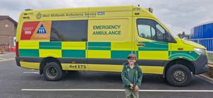 Finley-Jay in his ambulance uniform.