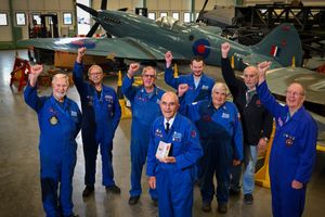 RAF Museum volunteer Roy Martin with his fellow engineering volunteers