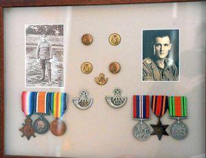 Phillip Sadler's grandad's medals, (left); and dad's medals, (right).