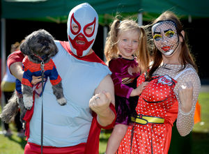 Andy Insley with Lola the dog, daughter Emma and wife Sally, from Stourbridge