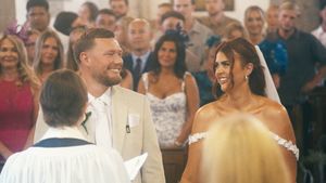 Joe and Tori during their surprise wedding at Studley Parish Church. 