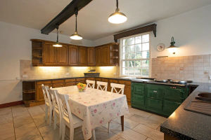 The farmhouse-style kitchen is one of several Georgian-features in the house