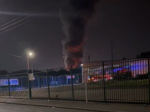 Supporting image for story: Large blaze in Wolverhampton commercial building 'under control' but firefighters to remain at scene