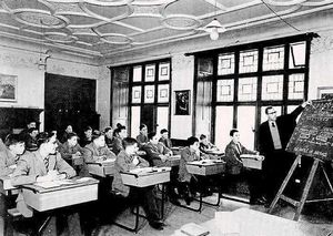 At the chalk face – Mr Dyball teaching a class at Bedstone