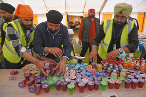 Free food and drink was being provided all day