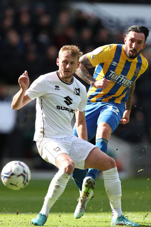 Ryan Bowman of Shrewsbury Town shoots at goal (AMA)
