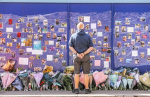 Tributes on Brassington Avenue, Sutton Coldfield on August 26 2025 for a 21-year-old named locally as 'Natasha' or 'Tash' who was killed in a hit-and-run on Friday (August 22).  