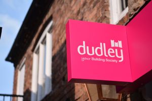 A general view of signage at the new branch of Dudley Building Society in Bridgnorth