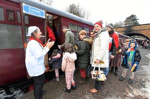 The lucky visitors board the Polar Express