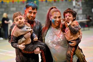 Jeremiah Kumar, 5, Krishan Kumar, Charlie Graham and Josiah Kumar, 2