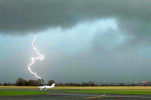 Here’s a remarkable picture from our archives. The date is not known, but the image was a winner of a Star photographic competition and was submitted by Paul Bunch. It shows an aircraft on the runway at Halfpenny Green Airport being struck by lightning in a storm,