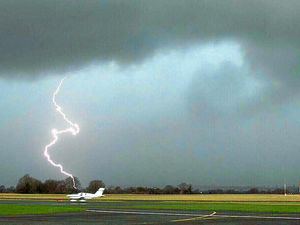 Supporting image for story: 'A united Europe gives us safety in number' - Your Letters and a remarkable Picture from the Past reveals airfield lightning strike