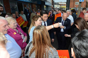Mr Miliband has a selfie with Christy Carmichael from Blackheath