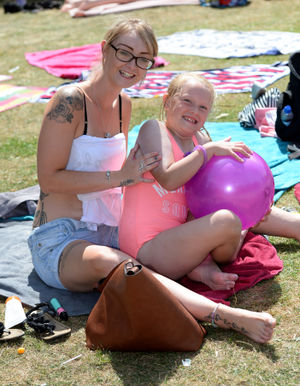 Charlotte Smallwood and daughter Evie, aged 7, from Telford, at Tettenhall Pool