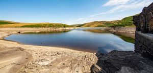 Low water in the Craig Goch Dam at the Elan Valley. Photo: Frank Moore