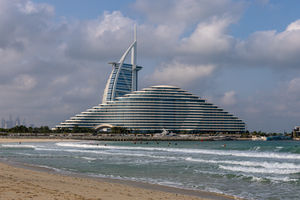 A general view of the Marsa al Arab and Burj al Arab in Dubai, United Arab Emirates. (Photo by Christopher Pike/Getty Images)