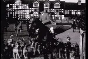The hunt gathers at Seighford Hall in 1934