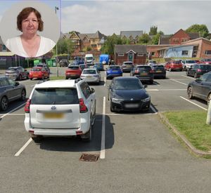 Smithfield is one of the car parks in Ludlow. Councillor Beverley Waite (inset) has asked if there could be a trial in the town to see if car park spaces can be made bigger. Picture: Google/Shropshire Council
