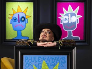Supporting image for story: Boy George on ‘taking ownership’ of criticism by putting it in his artwork