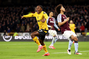 Jean-Ricner Bellegarde scored for Wolves as they beat Villa at Molineux. (Photo by Jack Thomas - WWFC/Wolves via Getty Images)